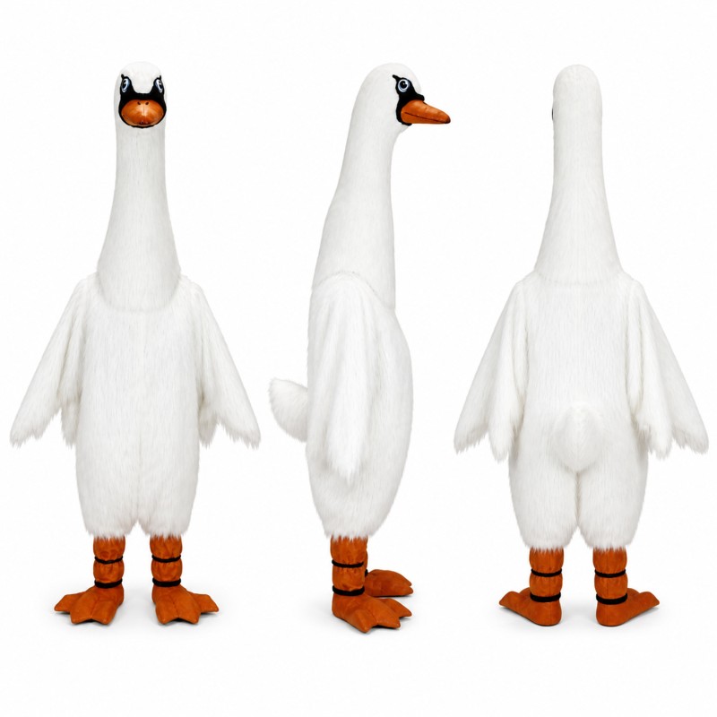 Goose Mascot Costume in White with Long Neck Adult