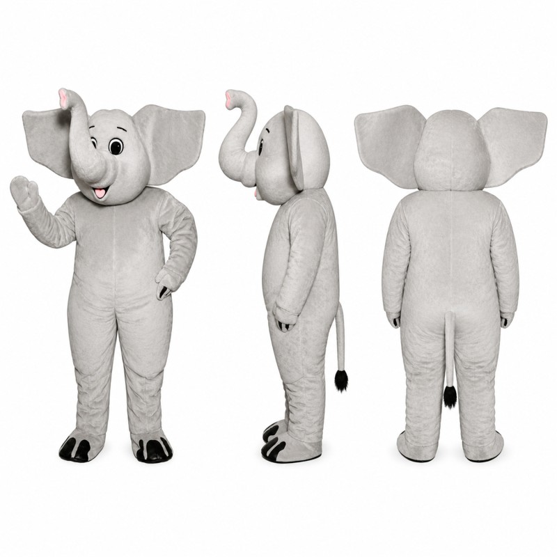 Elephant Mascot Costume in Gray with Large Ears Adult