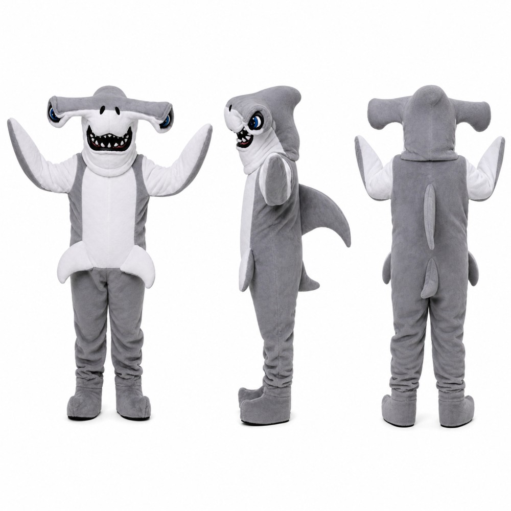 Shark Mascot Costume in Gray with Toothy Grin Adult Shark Mascot Costume in Gray with Toothy Grin Adult