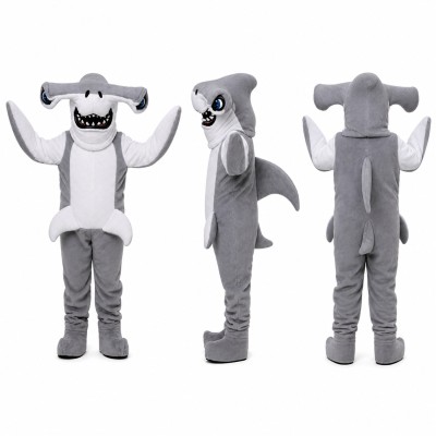 Shark Mascot Costume in Gray with Toothy Grin Adult