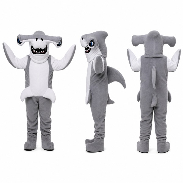 Shark Mascot Costume in Gray with Toothy Grin Adult