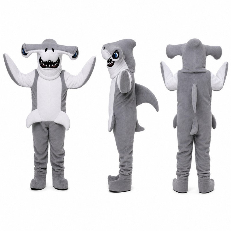 Shark Mascot Costume in Gray with Toothy Grin Adult