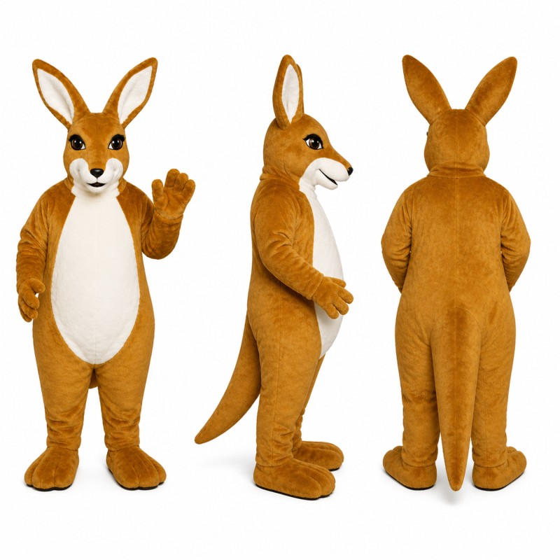 Kangaroo Mascot Costume in Brown with White Belly Adult