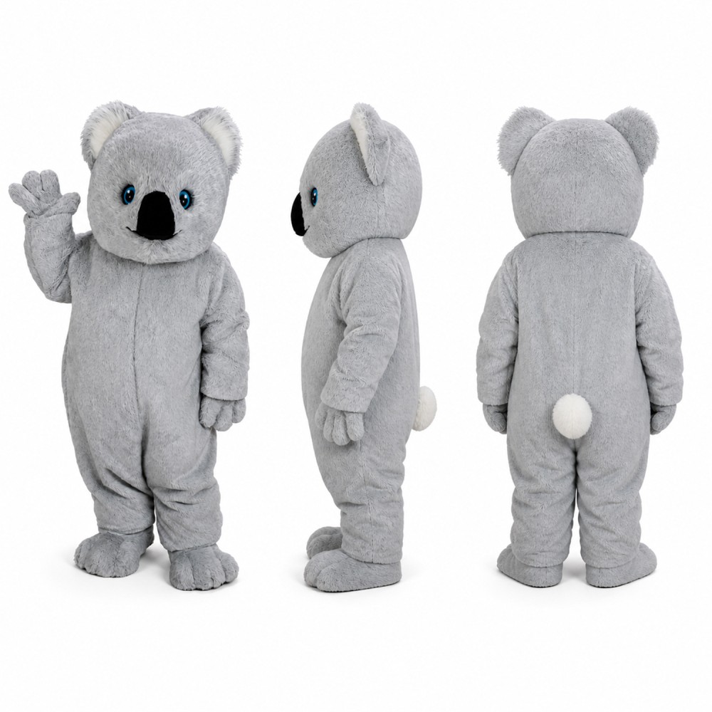 Koala Mascot Costume in Gray with Black Nose Adult