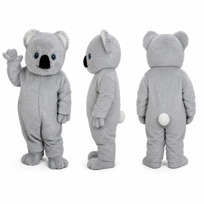 Koala Mascot Costume in Gray with Black Nose Adult