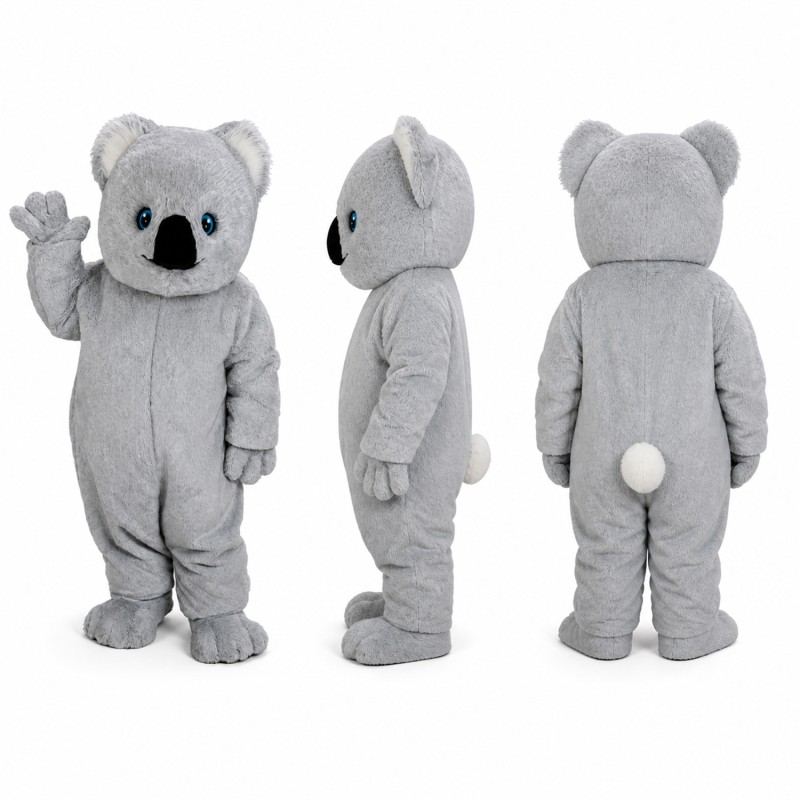 Koala Mascot Costume in Gray with Black Nose Adult
