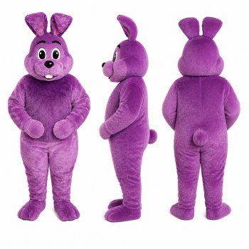 Rabbit Mascot Costume in Purple with Long Ears Adult