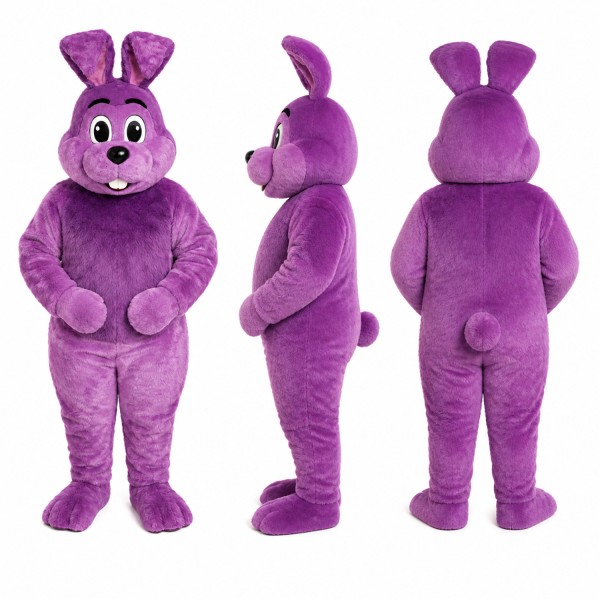 Rabbit Mascot Costume in Purple with Long Ears Adult