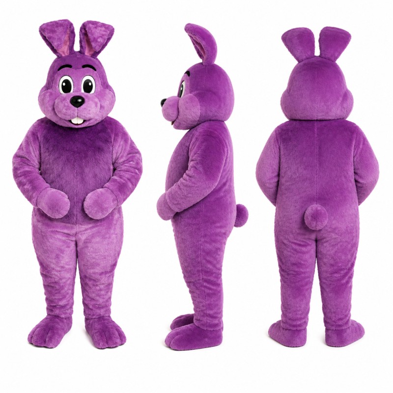 Rabbit Mascot Costume in Purple with Long Ears Adult