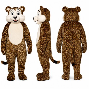 Leopard Mascot Costume with Spotted Fur and Cream Belly Adult