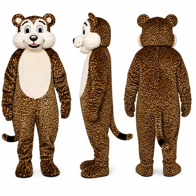 Leopard Mascot Costume with Spotted Fur and Cream Belly Adult