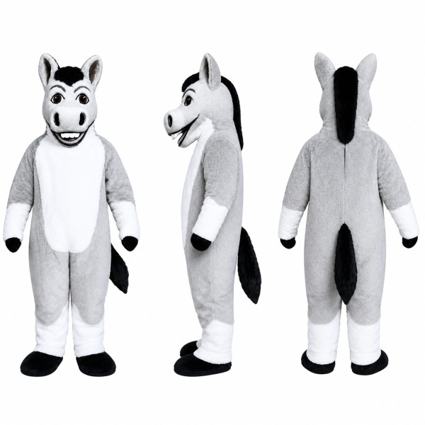 Zebra Mascot Costume in Gray and White with Black Stripes Adult