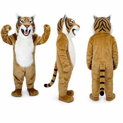 Tiger Mascot Costume in Brown with White Belly Adult