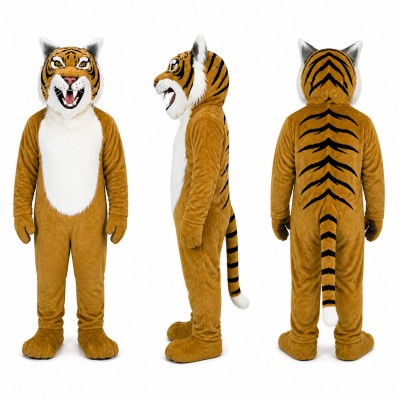 Tiger Mascot Costume in Tan with White Belly Adult