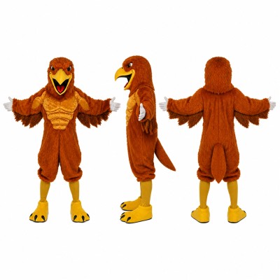 Eagle Mascot Costume in Brown with Yellow Beak and Feet Adult