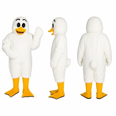 Duck Mascot Costume in White with Yellow Beak and Feet Adult
