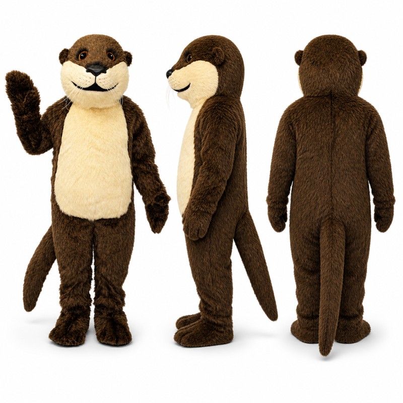Otter Mascot Costume in Brown with Cream Belly Adult
