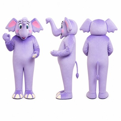 Elephant Mascot Costume in Purple with Pink Ears Adult