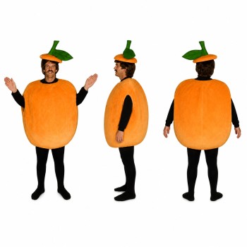 Pumpkin Mascot Costume in Orange with Green Stem Adult