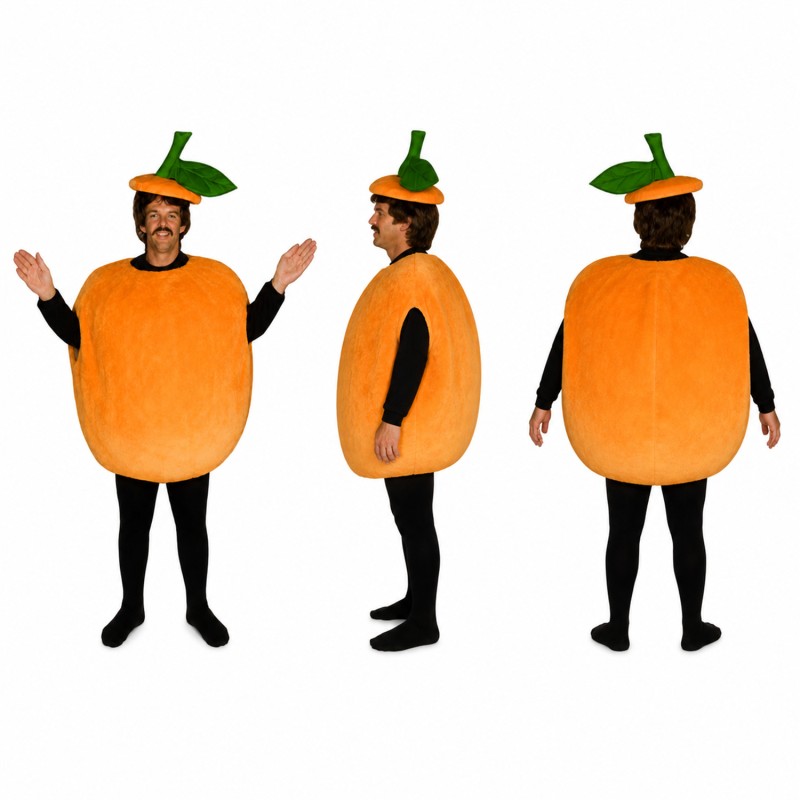 Pumpkin Mascot Costume in Orange with Green Stem Adult