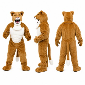 Lion Mascot Costume in Golden Brown with White Chest Adult