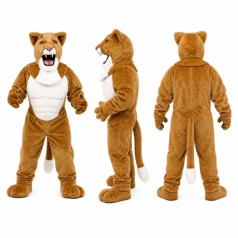 Lion Mascot Costume in Golden Brown with White Chest Adult