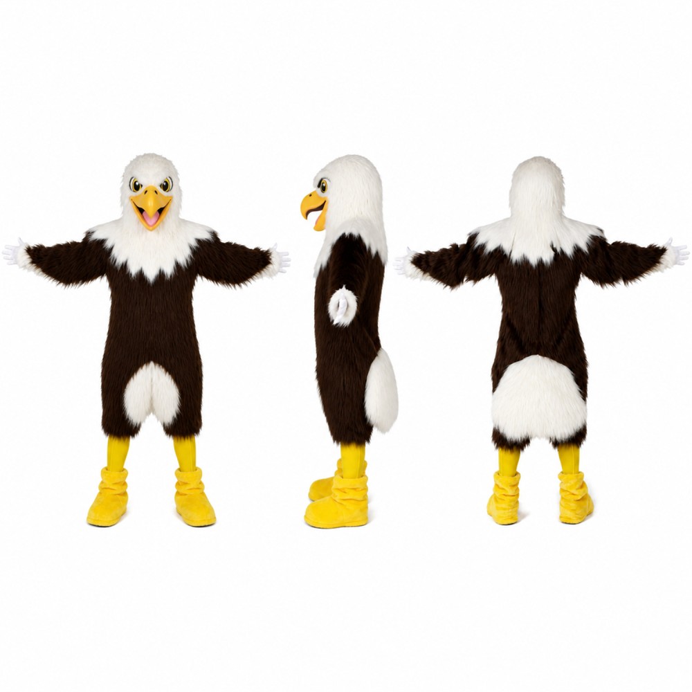 Bald Eagle Mascot Costume in Brown and White with Spread Wings Adult Bald Eagle Mascot Costume in Brown and White with Spread Wings Adult