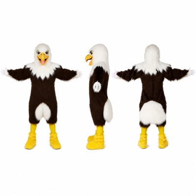 Bald Eagle Mascot Costume in Brown and White with Spread Wings Adult