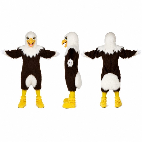 Bald Eagle Mascot Costume in Brown and White with Spread Wings Adult