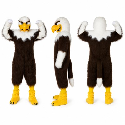 Bald Eagle Mascot Costume in Brown and White with Flexed Wings Adult