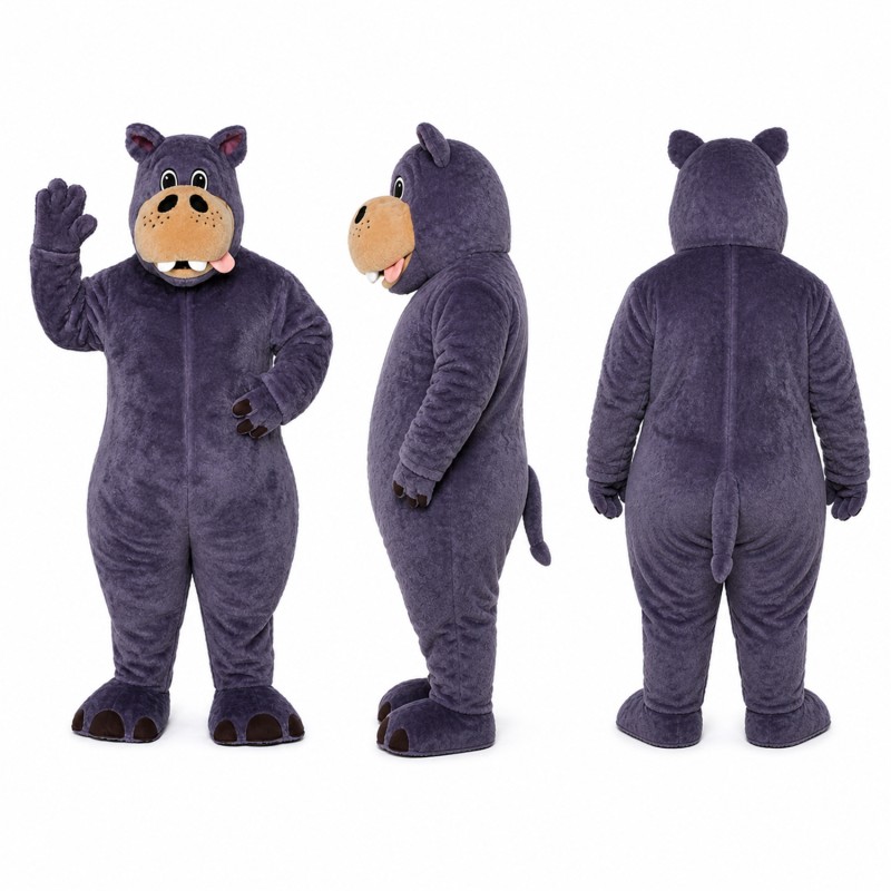 Hippo Mascot Costume in Purple with Dark Muzzle Adult