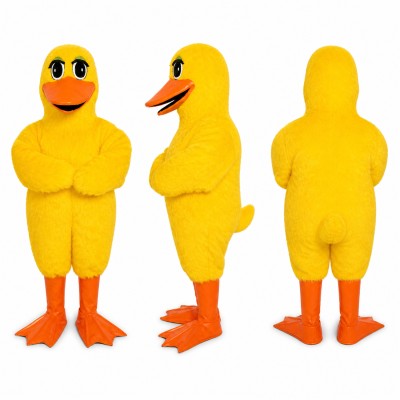 Duck Mascot Costume in Yellow with Orange Feet Adult