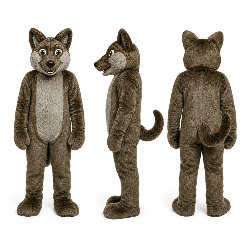 Wolf Mascot Costume in Gray and Brown Adult