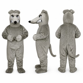 Dog Mascot Costume in Gray with Folded Ears Adult