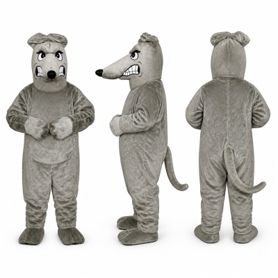 Dog Mascot Costume in Gray with Folded Ears Adult