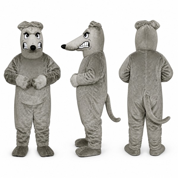 Dog Mascot Costume in Gray with Folded Ears Adult