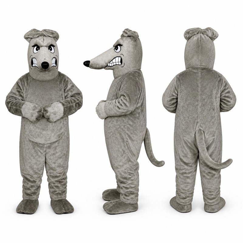 Dog Mascot Costume in Gray with Folded Ears Adult