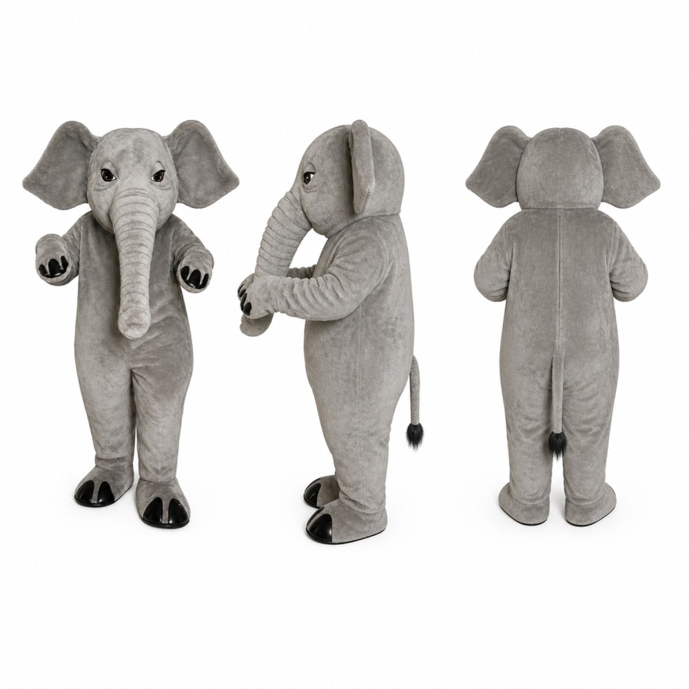 Elephant Mascot Costume in Gray with Long Trunk Adult Elephant Mascot Costume in Gray with Long Trunk Adult