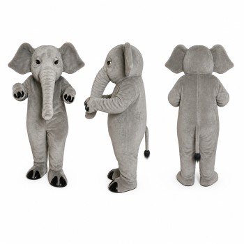 Elephant Mascot Costume in Gray with Long Trunk Adult