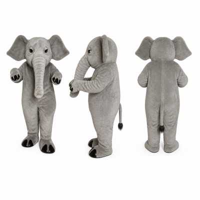 Elephant Mascot Costume in Gray with Long Trunk Adult