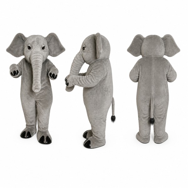 Elephant Mascot Costume in Gray with Long Trunk Adult