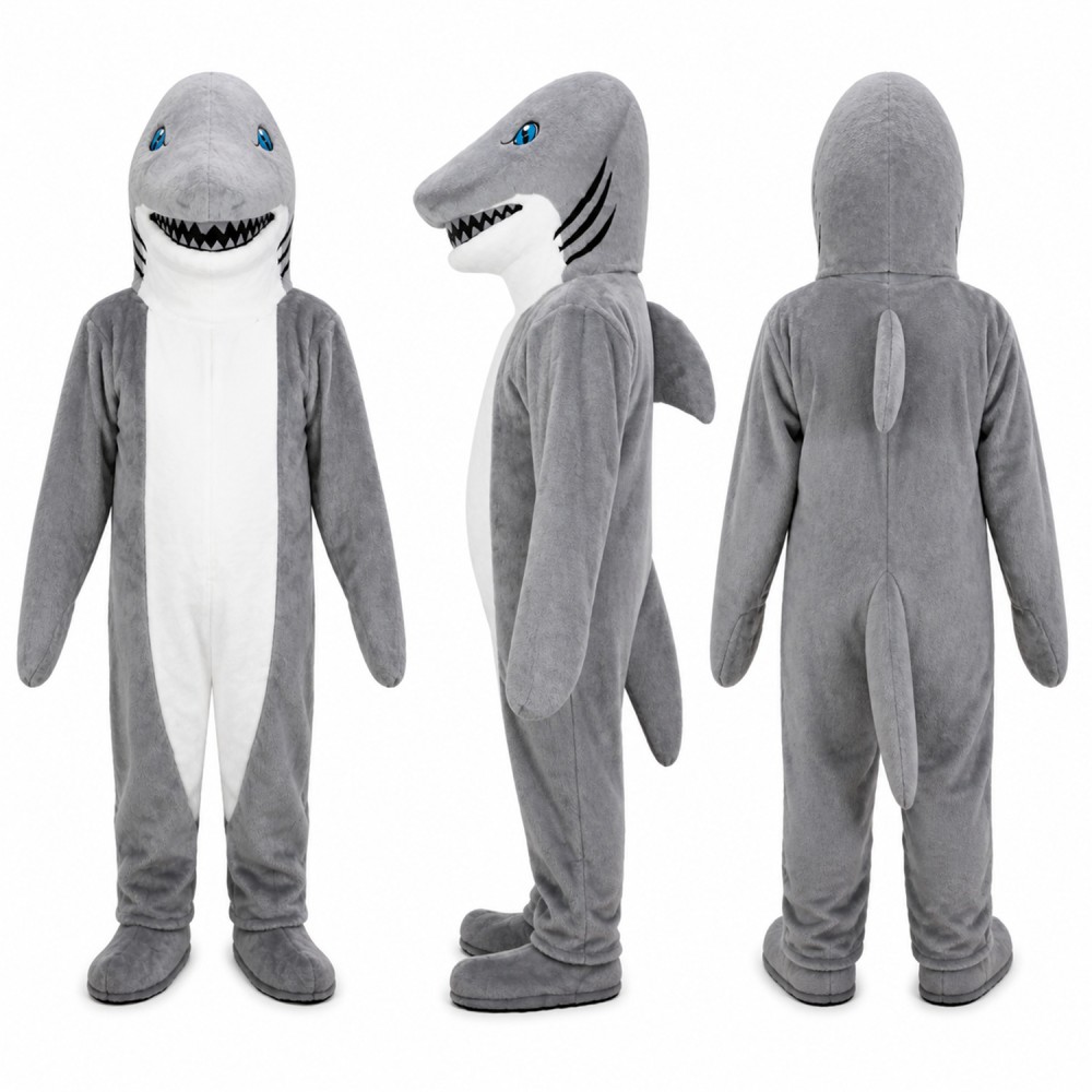 Shark Mascot Costume in Gray and White with Toothy Grin Adult Shark Mascot Costume in Gray and White with Toothy Grin Adult