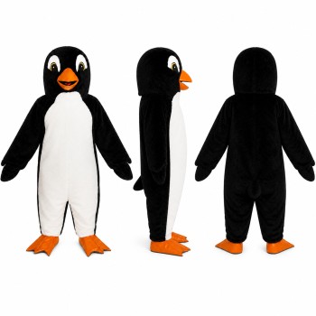 Penguin Mascot Costume in Black and White with Orange Feet Adult