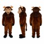 Bison Mascot Costume in Brown with Curved Horns Adult