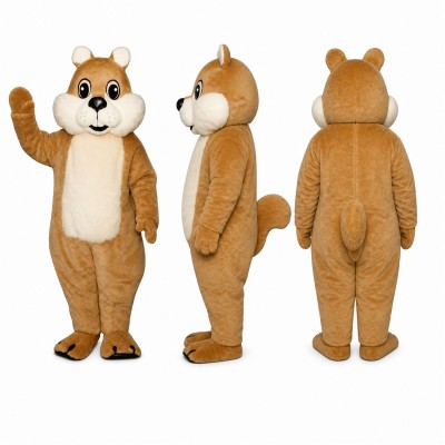 Squirrel Mascot Costume in Tan with White Belly Adult