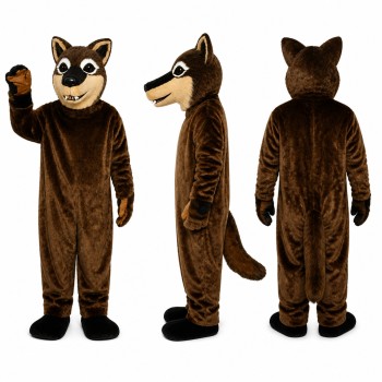 Coyote Mascot Costume in Brown with Black Face Mask Adult