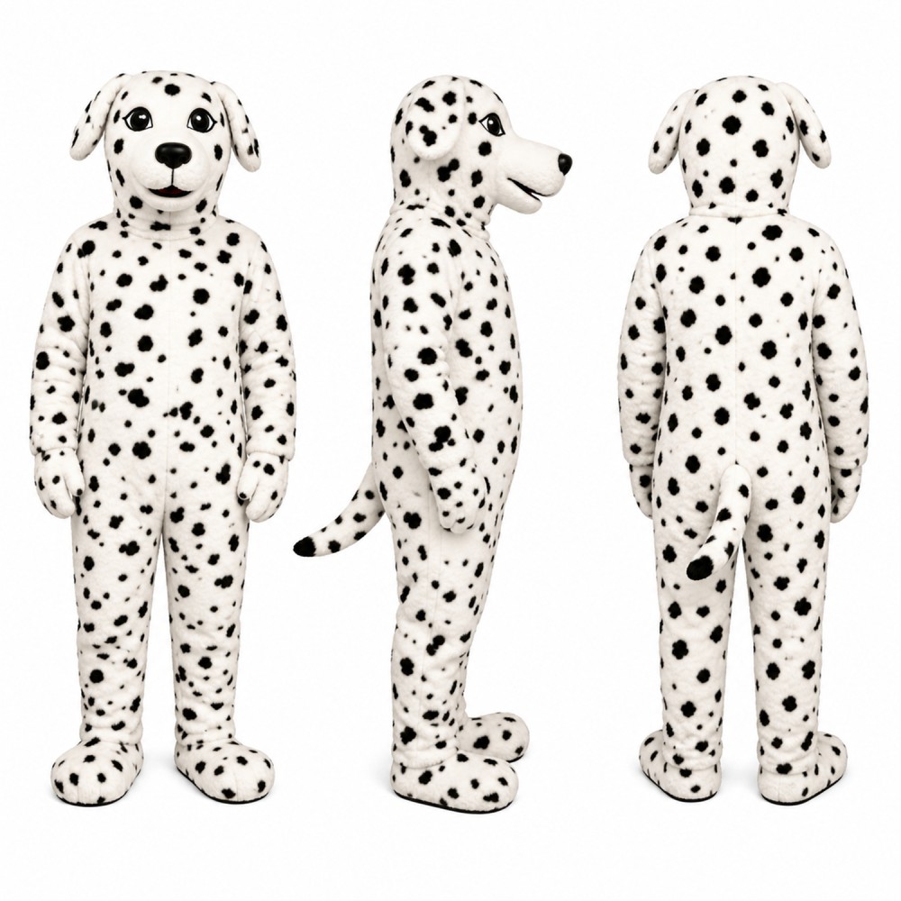 Dalmatian Dog Mascot Costume in White with Black Spots Adult Dalmatian Dog Mascot Costume in White with Black Spots Adult