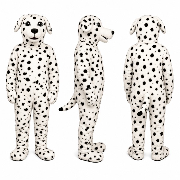 Dalmatian Dog Mascot Costume in White with Black Spots Adult