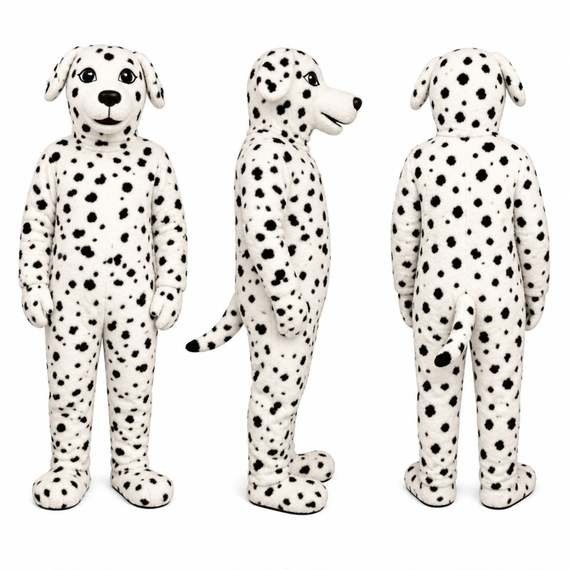 Dalmatian Dog Mascot Costume in White with Black Spots Adult