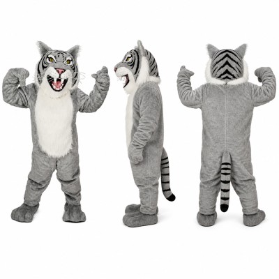 Wolf Mascot Costume in Gray with White Belly Adult